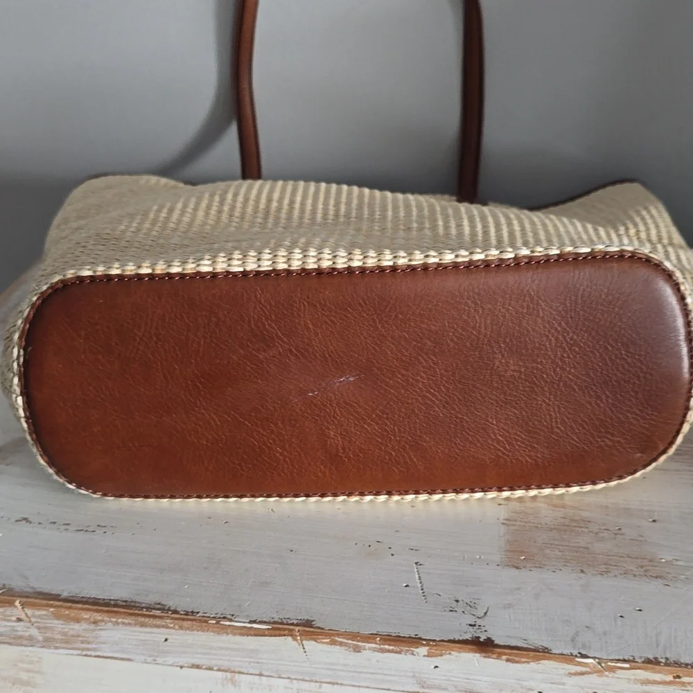 Madewell The Leather-Trimmed Straw Tote In Rustic Twig Multi - Picture 10 of 15